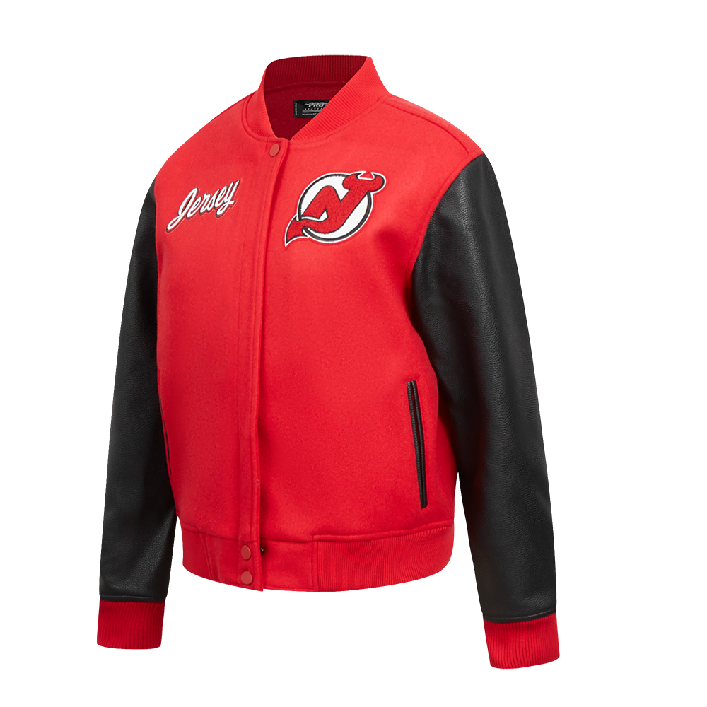 NHL NEW JERSEY DEVILS CLASSIC BLOUSON COLLÉGIAL EN LAINE POUR FEMME (ROUGE/NOIR)