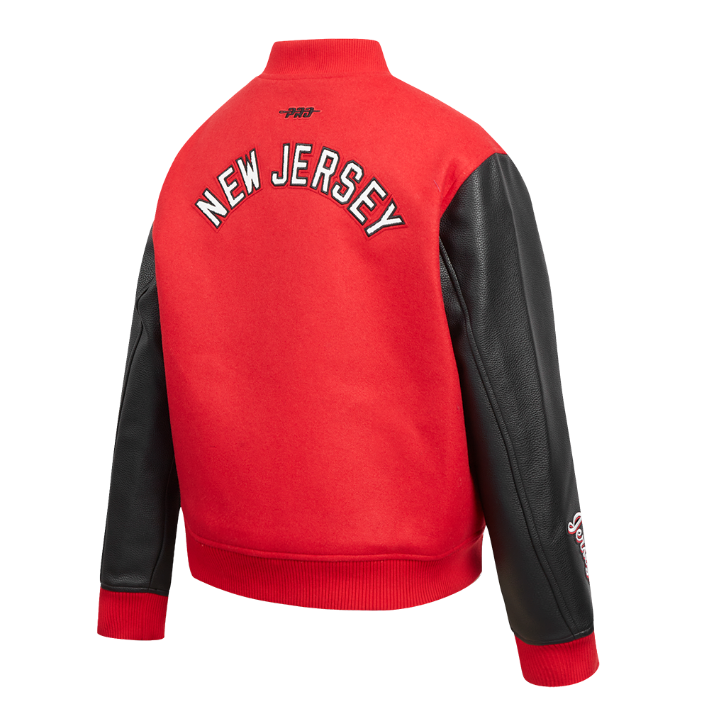 NHL NEW JERSEY DEVILS CLASSIC WOMEN'S WOOL VARSITY JACKET (RED/BLACK)