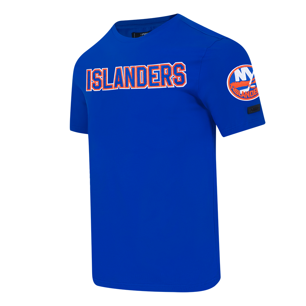 NHL NEW YORK ISLANDERS CLASSIC CHENILLE T-SHIRT EN JERSEY SIMPLE POUR HOMME (BLEU ROYAL)