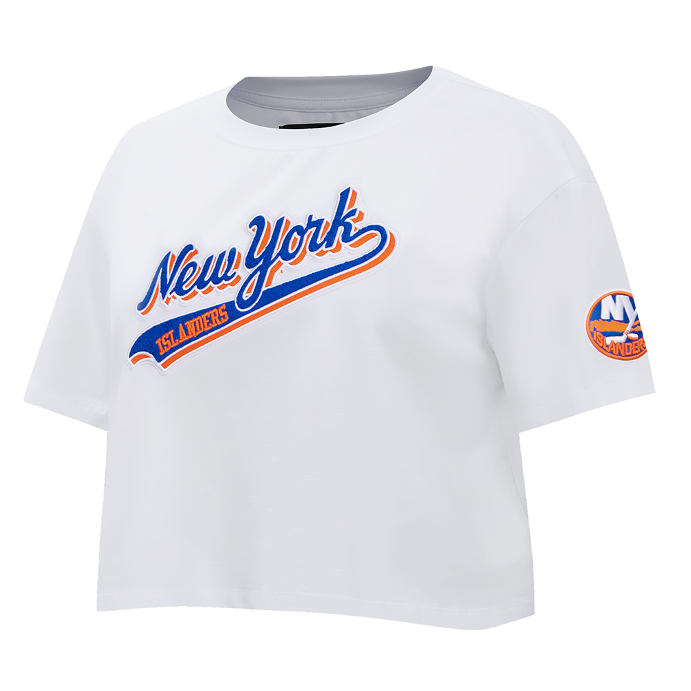 NHL NEW YORK ISLANDERS SCRIPT TAIL WOMEN'S SJ BOXY TEE (WHITE)