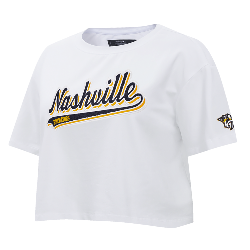 NHL NASHVILLE PREDATORS SCRIPT TAIL WOMEN'S SJ BOXY TEE (WHITE)