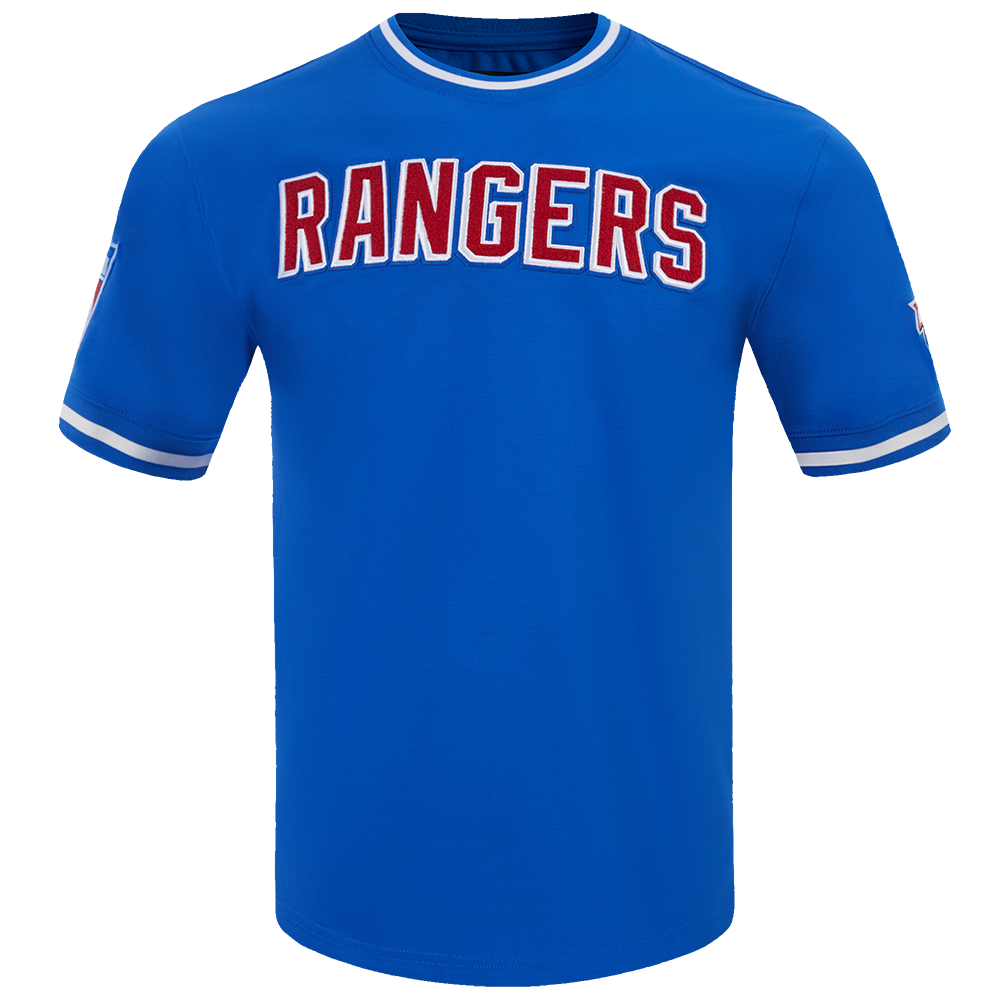 NHL NEW YORK RANGERS CLASSIC CHENILLE T-SHIRT EN MAILLE DOUBLE POUR HOMME (BLEU ROYAL)
