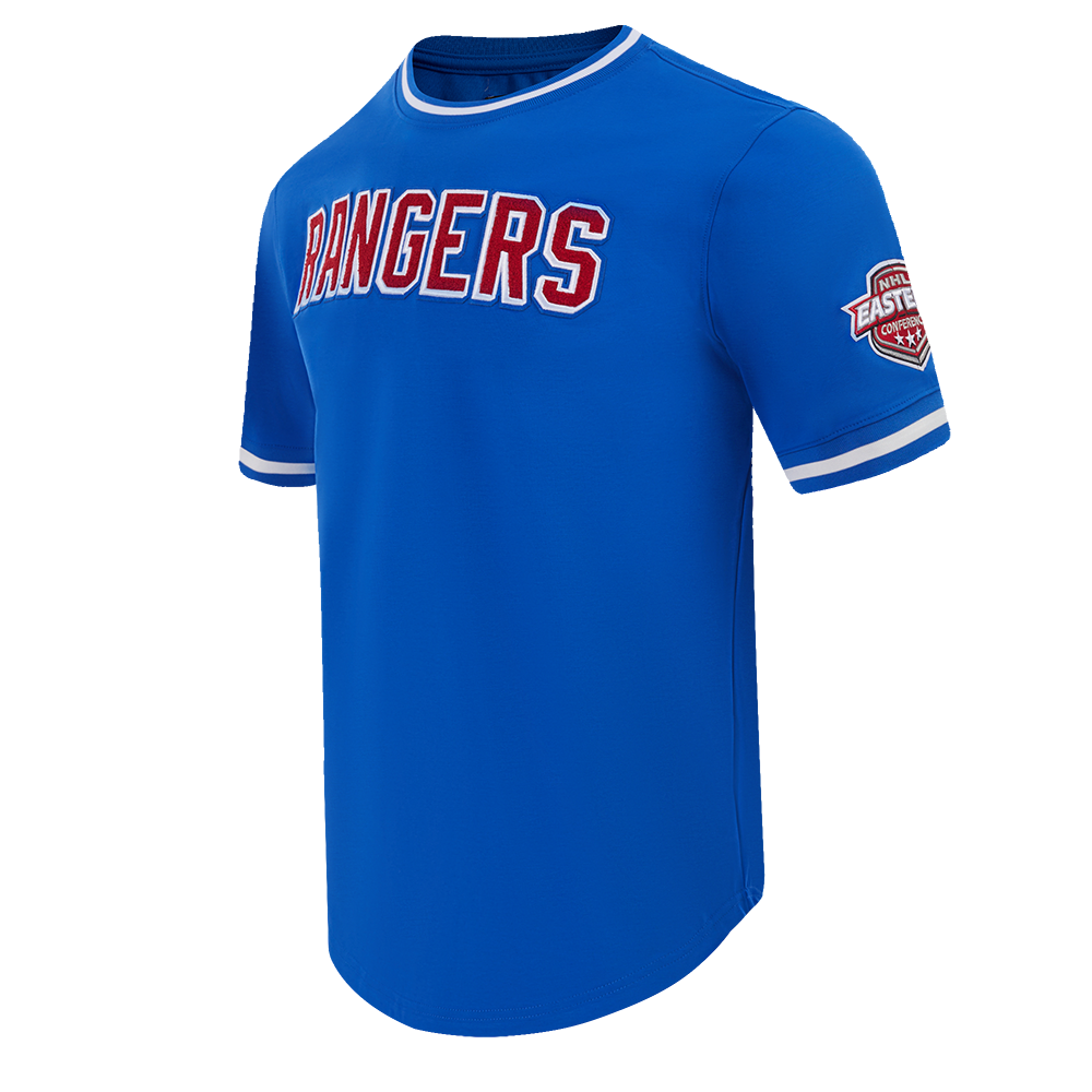 NHL NEW YORK RANGERS CLASSIC CHENILLE T-SHIRT EN MAILLE DOUBLE POUR HOMME (BLEU ROYAL)