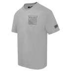 NHL NEW YORK RANGERS NEUTRAL T-SHIRT EN JERSEY DE COTON À ÉPAULES TOMBANTES POUR HOMME (GRIS CHINÉ FONCÉ)