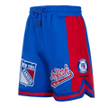 NHL NEW YORK RANGERS SCRIPT TAIL SHORT EN MAILLE DOUBLE 2.0 POUR HOMME (BLEU ROYAL/ROUGE)