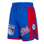 NHL NEW YORK RANGERS SCRIPT TAIL SHORT EN MAILLE DOUBLE 2.0 POUR HOMME (BLEU ROYAL/ROUGE)