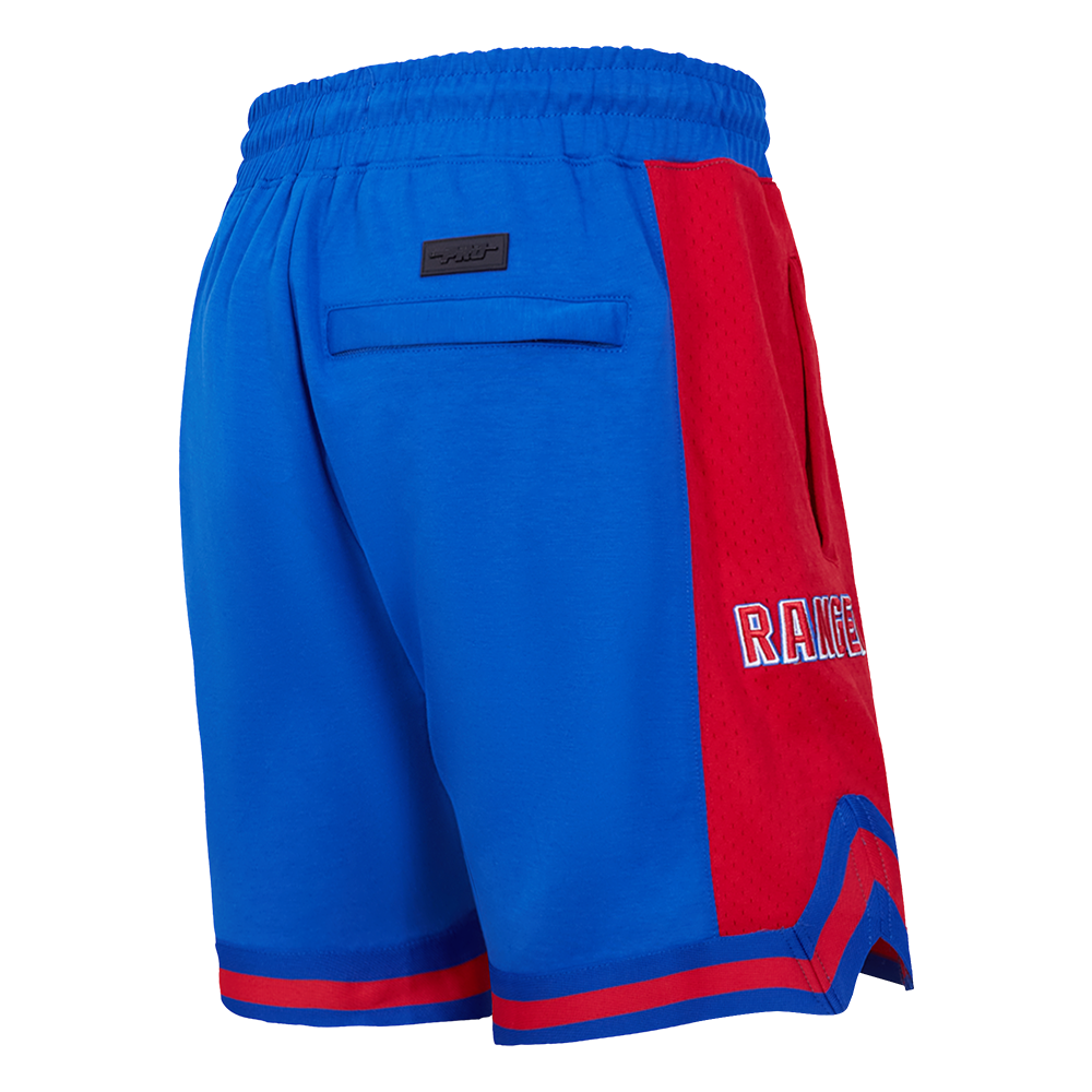 NHL NEW YORK RANGERS SCRIPT TAIL SHORT EN MAILLE DOUBLE 2.0 POUR HOMME (BLEU ROYAL/ROUGE)