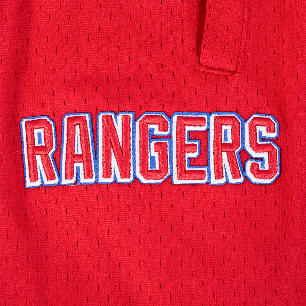 NHL NEW YORK RANGERS SCRIPT TAIL SHORT EN MAILLE DOUBLE 2.0 POUR HOMME (BLEU ROYAL/ROUGE)