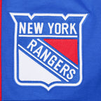 NHL NEW YORK RANGERS SCRIPT TAIL SHORT EN MAILLE DOUBLE 2.0 POUR HOMME (BLEU ROYAL/ROUGE)