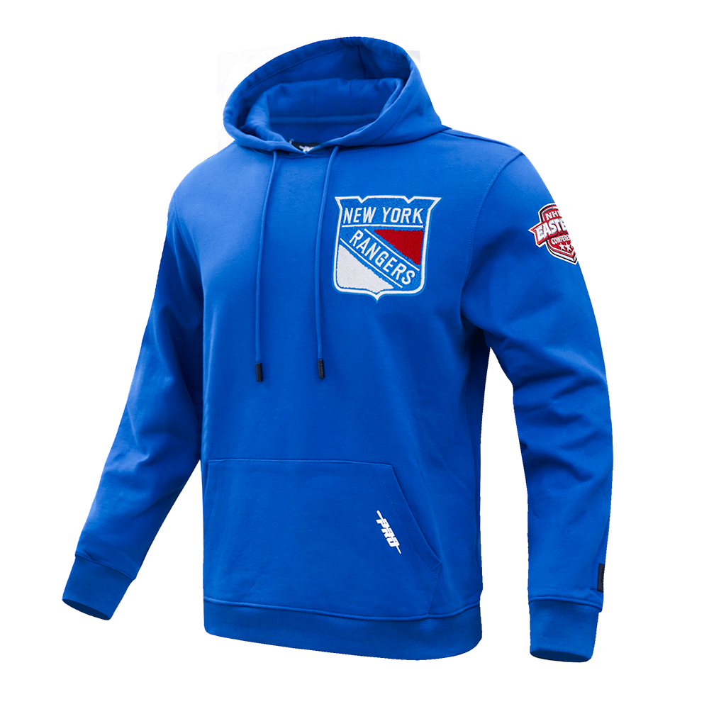 NHL NEW YORK RANGERS CLASSIC CHENILLE MEN'S PULLOVER HOODIE (ROYAL BLUE)