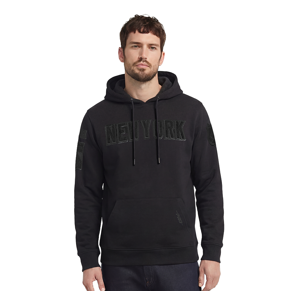NHL NEW YORK RANGERS CLASSIC 3BK CHANDAIL À CAPUCHON EN MAILLE DOUBLE (TRIPLE NOIR HOMME)