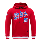 NHL NEW YORK RANGERS SCRIPT TAIL CHANDAIL À CAPUCHON EN MOLLETON CÔTELÉ POUR HOMME (ROUGE)