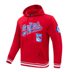 NHL NEW YORK RANGERS SCRIPT TAIL CHANDAIL À CAPUCHON EN MOLLETON CÔTELÉ POUR HOMME (ROUGE)