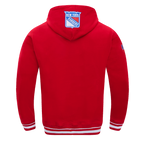 NHL NEW YORK RANGERS SCRIPT TAIL CHANDAIL À CAPUCHON EN MOLLETON CÔTELÉ POUR HOMME (ROUGE)