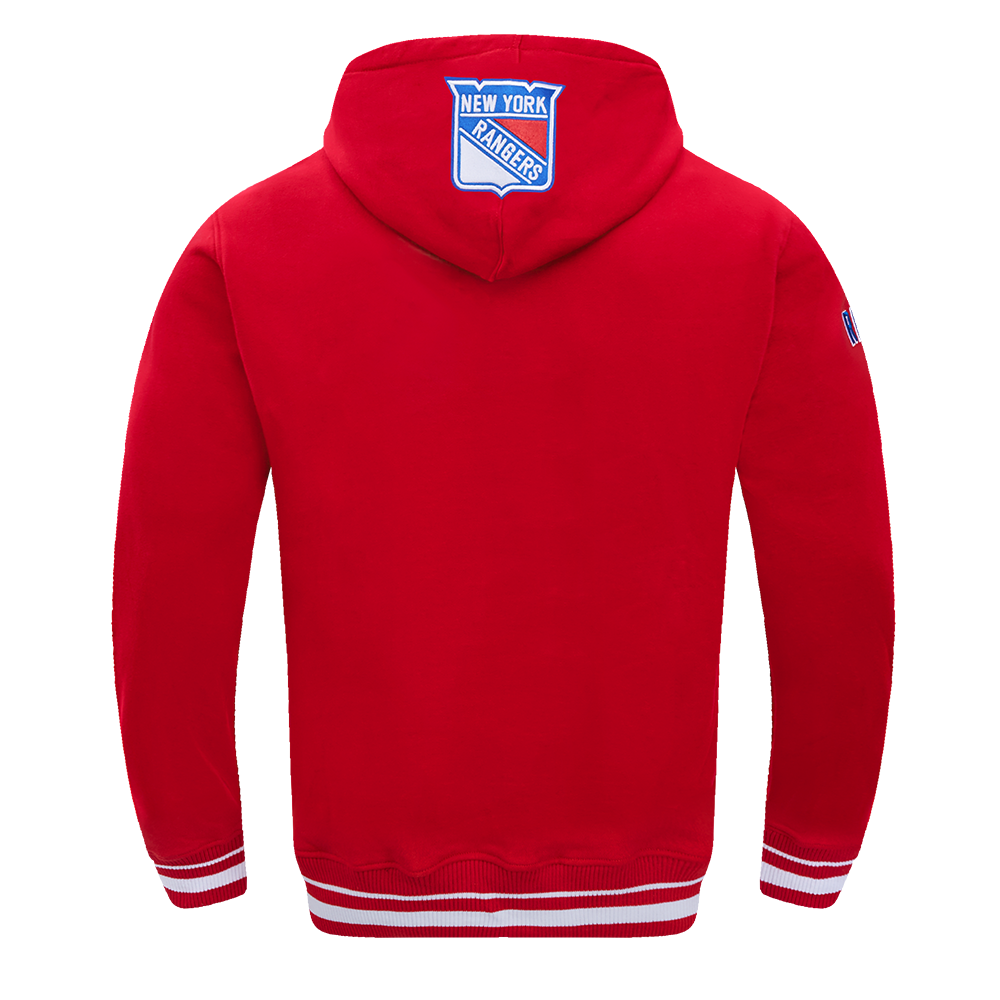 NHL NEW YORK RANGERS SCRIPT TAIL CHANDAIL À CAPUCHON EN MOLLETON CÔTELÉ POUR HOMME (ROUGE)