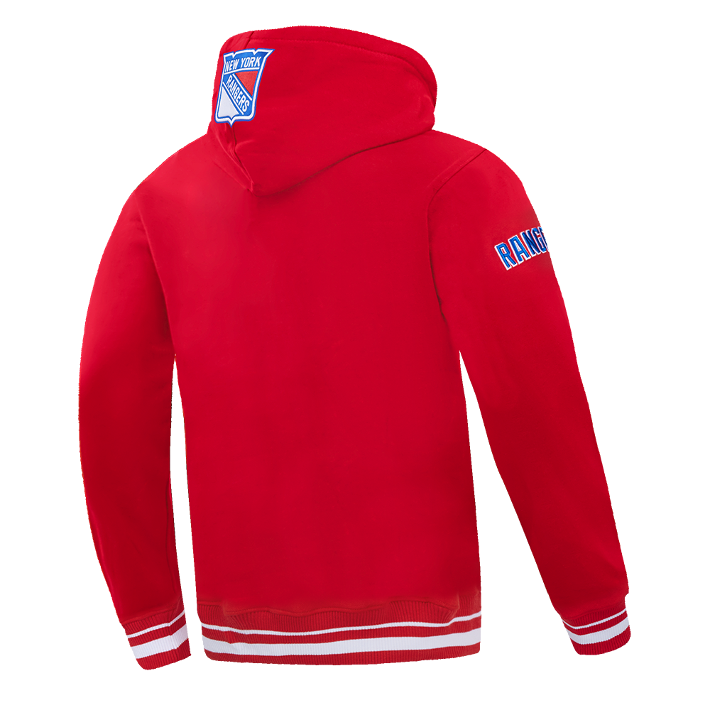 NHL NEW YORK RANGERS SCRIPT TAIL CHANDAIL À CAPUCHON EN MOLLETON CÔTELÉ POUR HOMME (ROUGE)