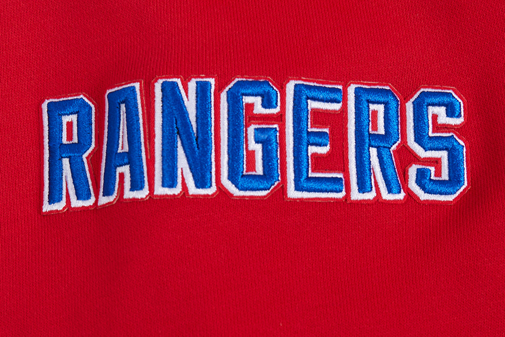 NHL NEW YORK RANGERS SCRIPT TAIL CHANDAIL À CAPUCHON EN MOLLETON CÔTELÉ POUR HOMME (ROUGE)