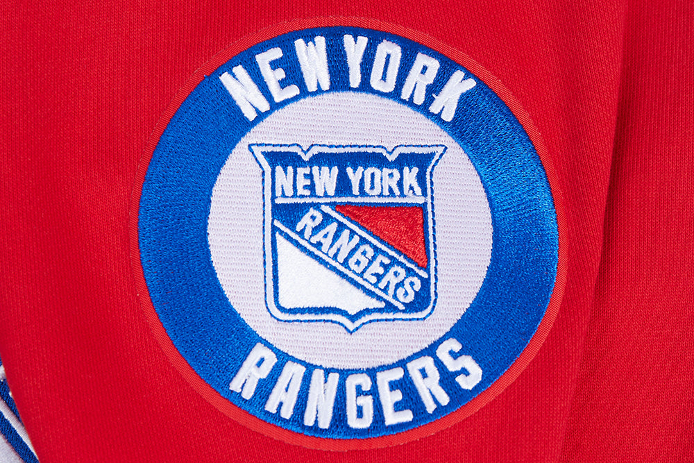 NHL NEW YORK RANGERS SCRIPT TAIL CHANDAIL À CAPUCHON EN MOLLETON CÔTELÉ POUR HOMME (ROUGE)