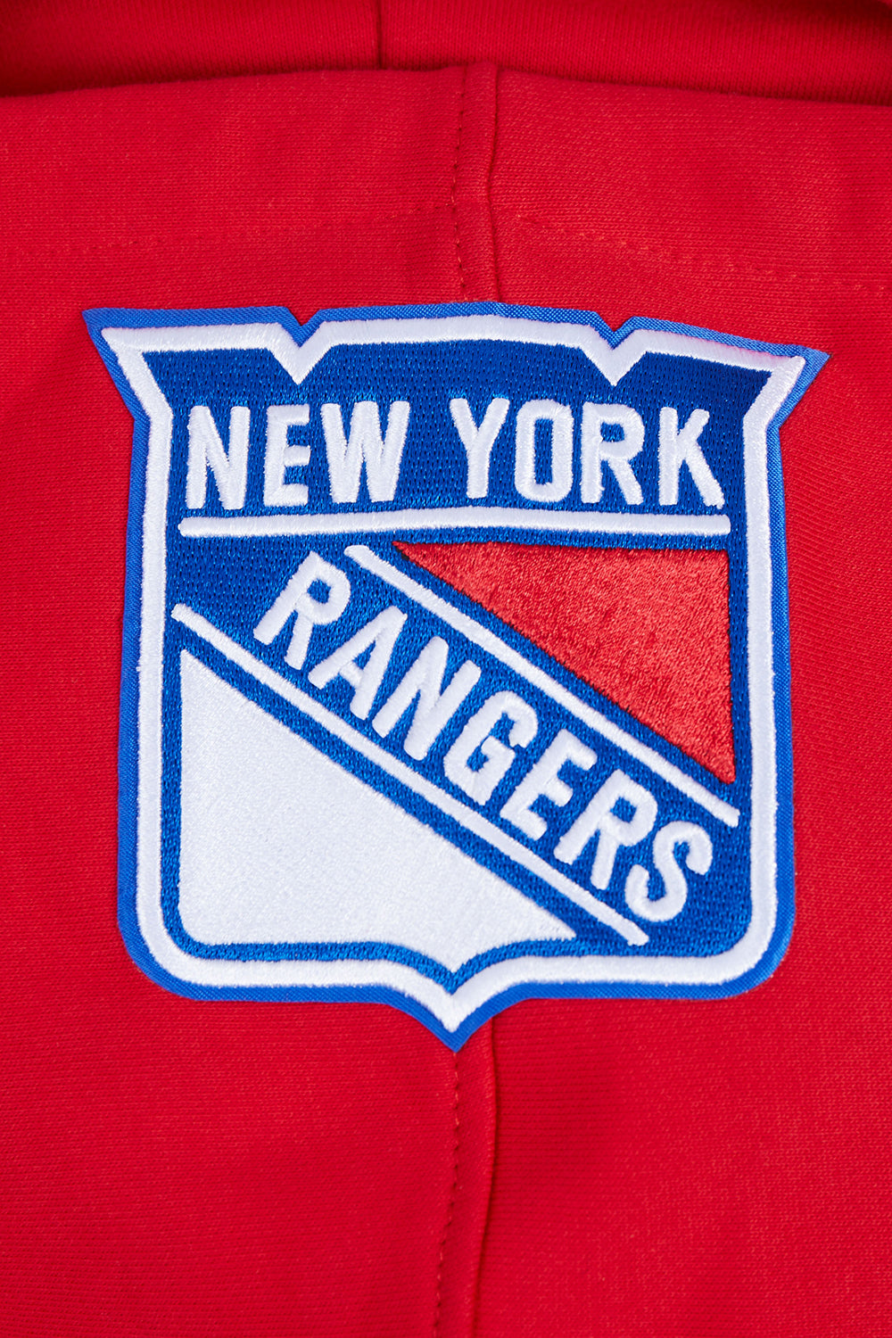 NHL NEW YORK RANGERS SCRIPT TAIL CHANDAIL À CAPUCHON EN MOLLETON CÔTELÉ POUR HOMME (ROUGE)