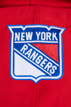 NHL NEW YORK RANGERS SCRIPT TAIL CHANDAIL À CAPUCHON EN MOLLETON CÔTELÉ POUR HOMME (ROUGE)