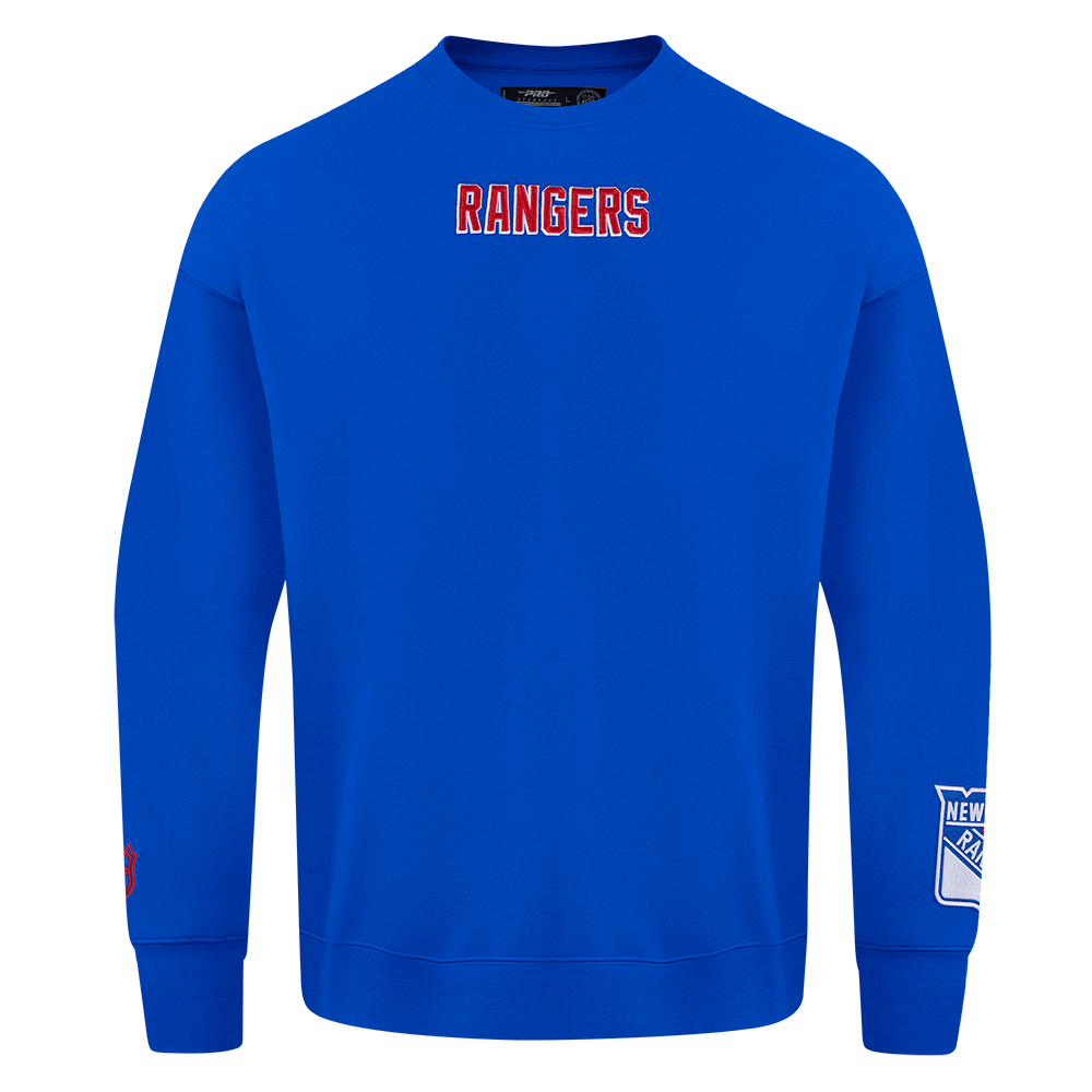 NHL NEW YORK RANGERS WINGSPAN CHANDAIL À COL ROND EN MOLLETON À ÉPAULES TOMBANTES POUR HOMME (BLEU ROYAL)