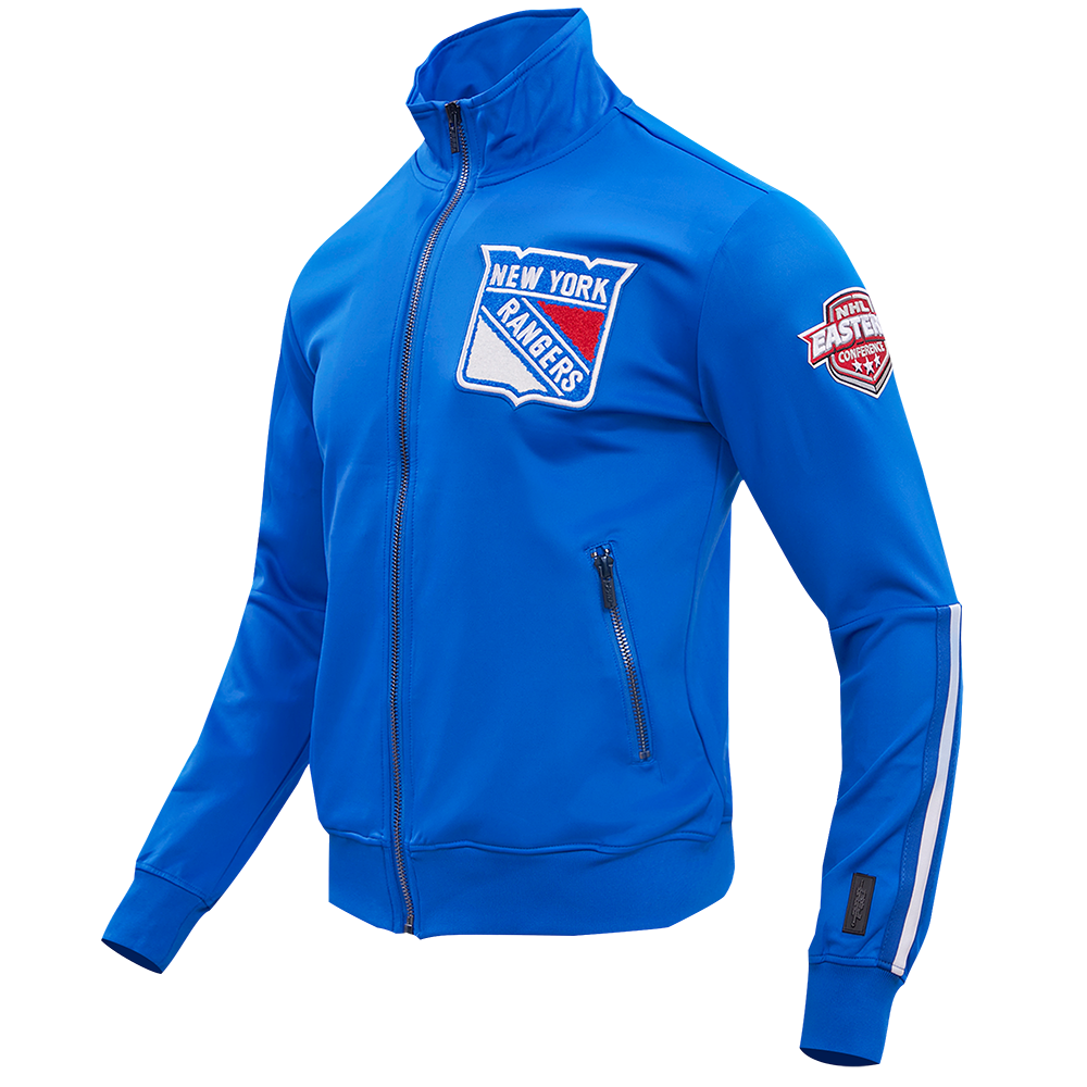 NHL NEW YORK RANGERS CLASSIC CHENILLE MEN'S DK TRACK JACKET (ROYAL BLUE)