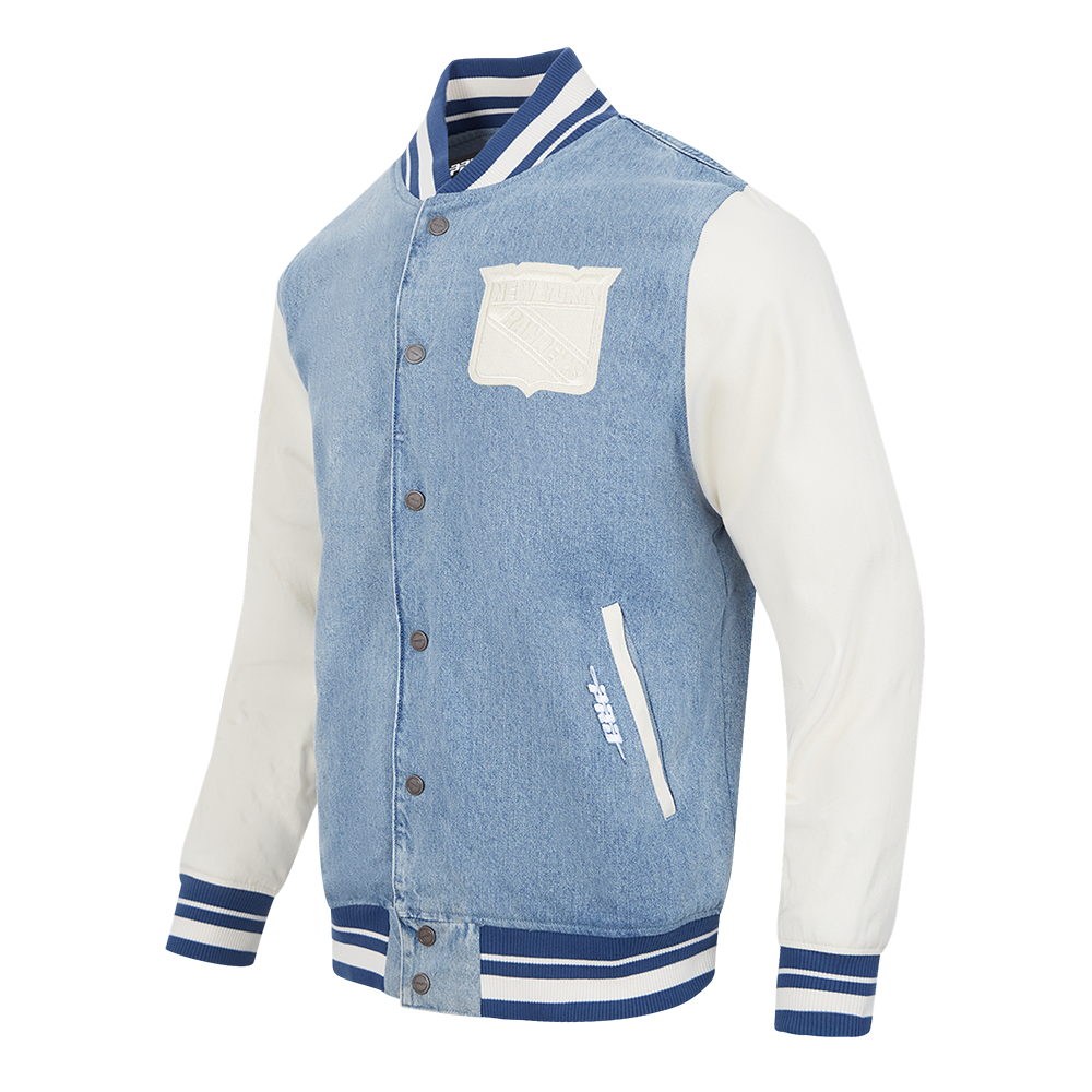 NHL NEW YORK RANGERS VARSITY BLUES BLOUSON COLLÉGIAL EN DENIM POUR HOMME (DENIM/LIN)