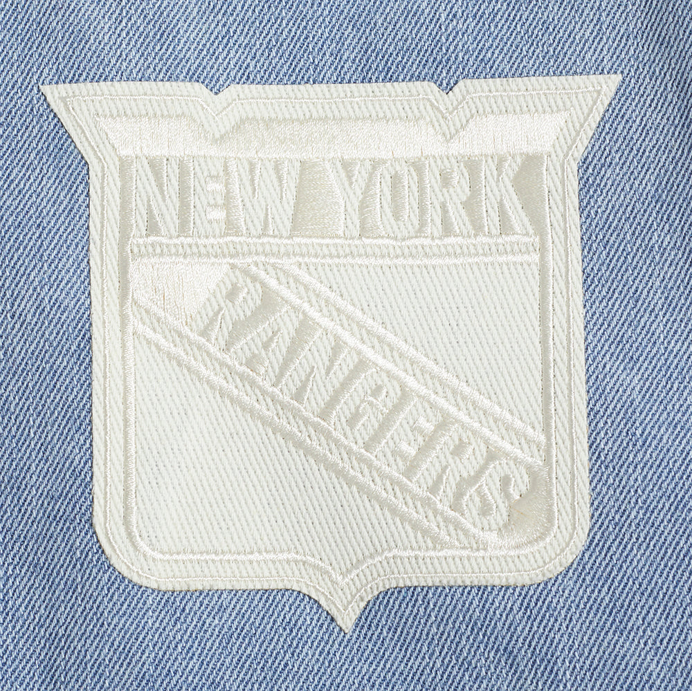 NHL NEW YORK RANGERS VARSITY BLUES BLOUSON COLLÉGIAL EN DENIM POUR HOMME (DENIM/LIN)
