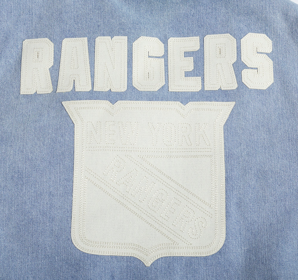 NHL NEW YORK RANGERS VARSITY BLUES BLOUSON COLLÉGIAL EN DENIM POUR HOMME (DENIM/LIN)
