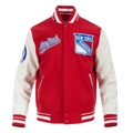 NHL NEW YORK RANGERS SCRIPT TAIL BLOUSON COLLÉGIAL POUR HOMME (ROUGE/BLANC)