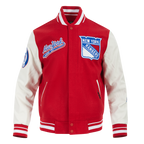 NHL NEW YORK RANGERS SCRIPT TAIL BLOUSON COLLÉGIAL POUR HOMME (ROUGE/BLANC)