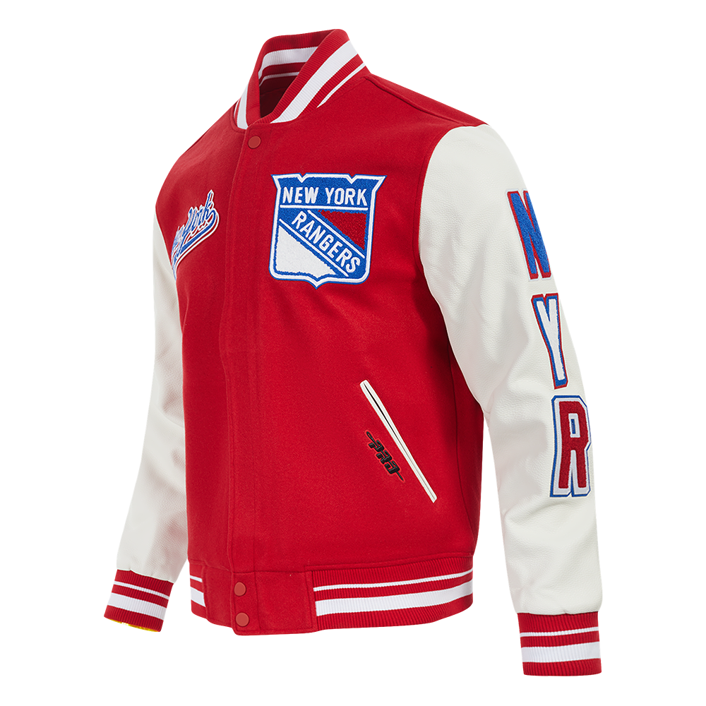 NHL NEW YORK RANGERS SCRIPT TAIL MEN'S RIB WOOL VARSITY (RED/WHITE)