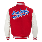 NHL NEW YORK RANGERS SCRIPT TAIL BLOUSON COLLÉGIAL POUR HOMME (ROUGE/BLANC)