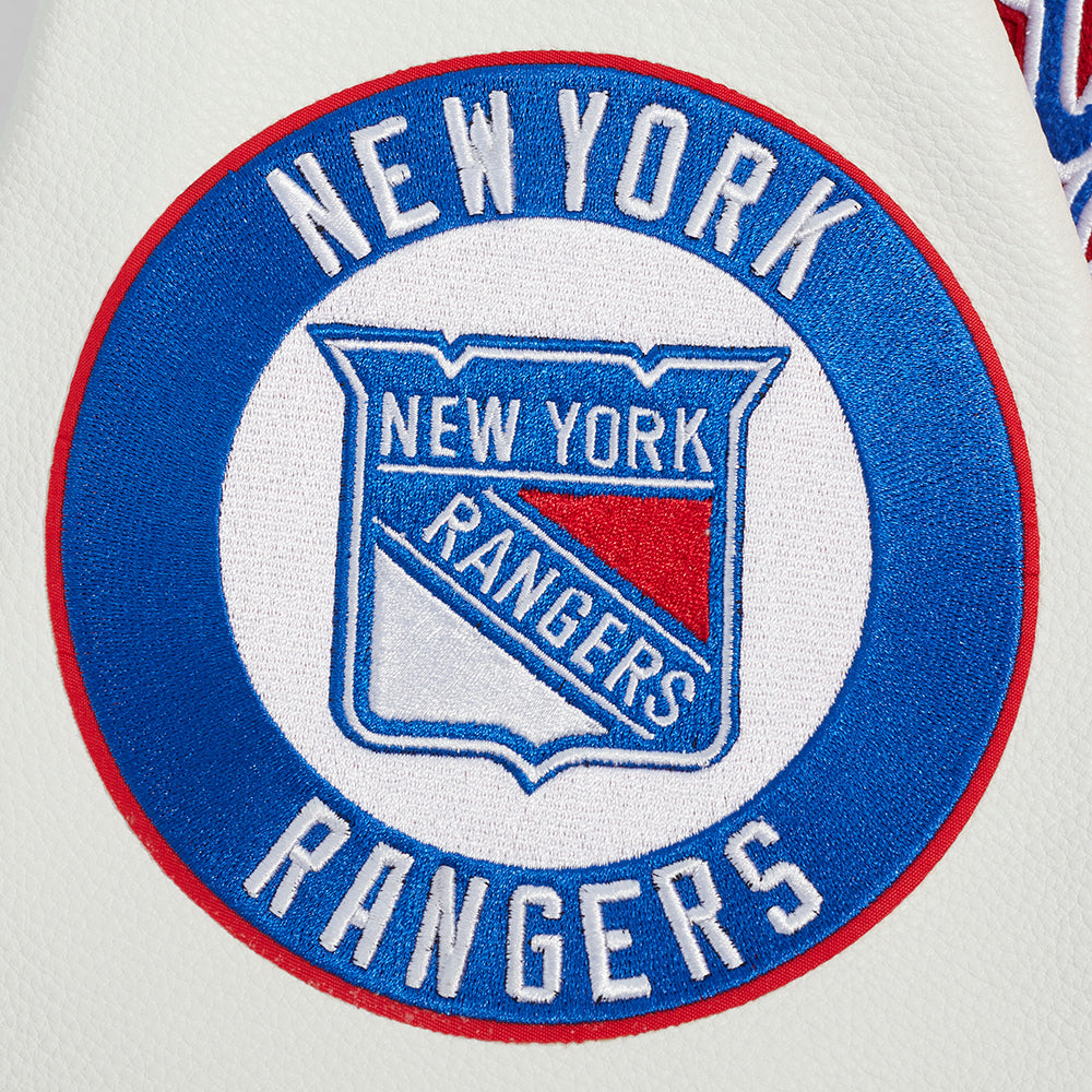 NHL NEW YORK RANGERS SCRIPT TAIL BLOUSON COLLÉGIAL POUR HOMME (ROUGE/BLANC)