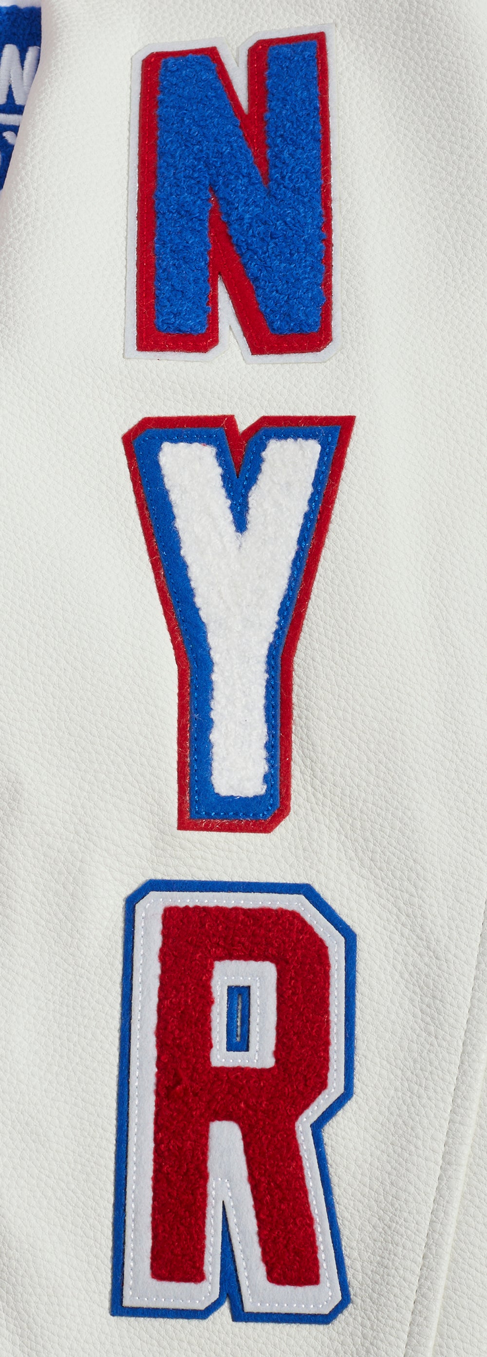 NHL NEW YORK RANGERS SCRIPT TAIL BLOUSON COLLÉGIAL POUR HOMME (ROUGE/BLANC)