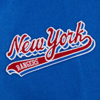 NHL NEW YORK RANGERS SCRIPT TAIL MEN'S VARSITY JACKET (ROYAL BLUE/RED)