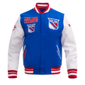 NHL NEW YORK RANGERS RETRO CLASSICS BLOUSON COLLÉGIAL POUR HOMME (BLEU ROYAL/ROUGE)
