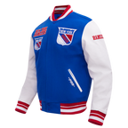 NHL NEW YORK RANGERS RETRO CLASSICS BLOUSON COLLÉGIAL POUR HOMME (BLEU ROYAL/ROUGE)