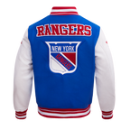 NHL NEW YORK RANGERS RETRO CLASSICS BLOUSON COLLÉGIAL POUR HOMME (BLEU ROYAL/ROUGE)