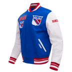 NHL NEW YORK RANGERS RETRO CLASSICS BLOUSON COLLÉGIAL POUR HOMME (BLEU ROYAL/ROUGE)