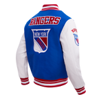 NHL NEW YORK RANGERS RETRO CLASSICS BLOUSON COLLÉGIAL POUR HOMME (BLEU ROYAL/ROUGE)