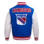 NHL NEW YORK RANGERS RETRO CLASSICS BLOUSON COLLÉGIAL POUR HOMME (BLEU ROYAL/ROUGE)