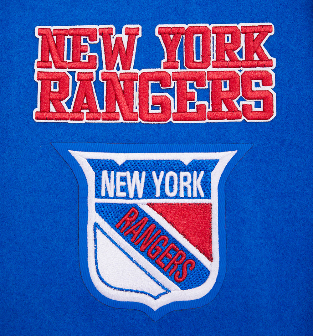NHL NEW YORK RANGERS RETRO CLASSICS BLOUSON COLLÉGIAL POUR HOMME (BLEU ROYAL/ROUGE)