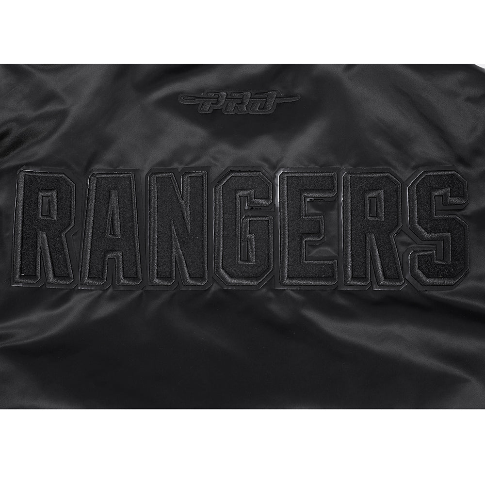 NHL NEW YORK RANGERS TRIPLE BLACK BLOUSON EN SATIN POUR HOMME (TRIPLE NOIR HOMME)
