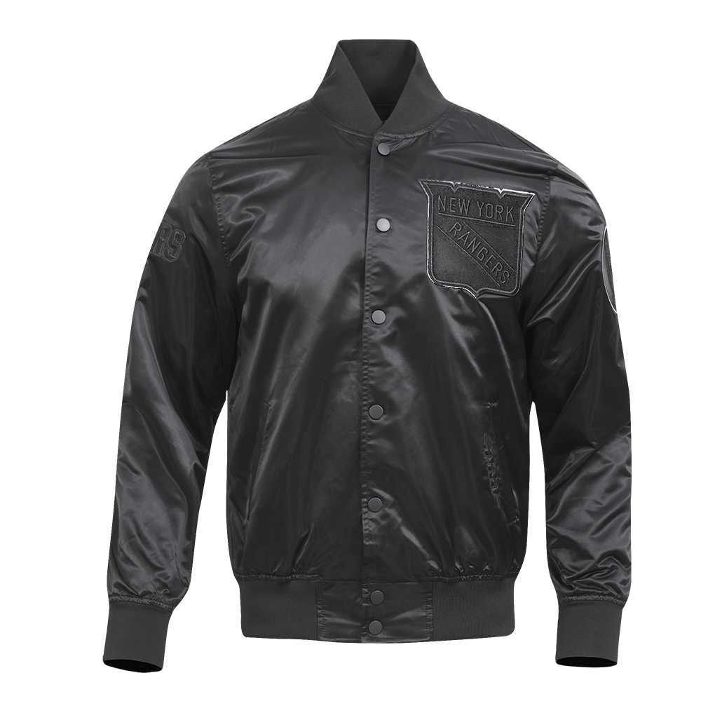 NHL NEW YORK RANGERS TRIPLE BLACK BLOUSON EN SATIN POUR HOMME (TRIPLE NOIR HOMME)