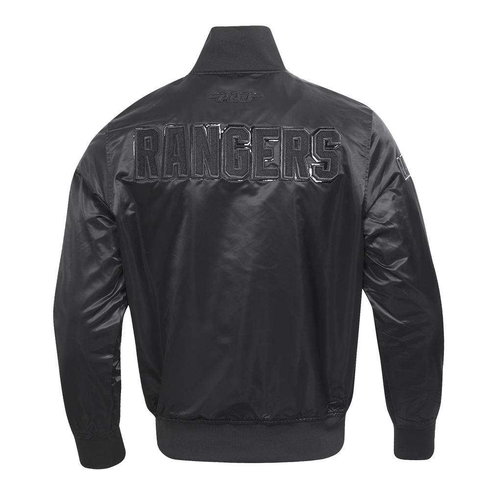 NHL NEW YORK RANGERS TRIPLE BLACK BLOUSON EN SATIN POUR HOMME (TRIPLE NOIR HOMME)