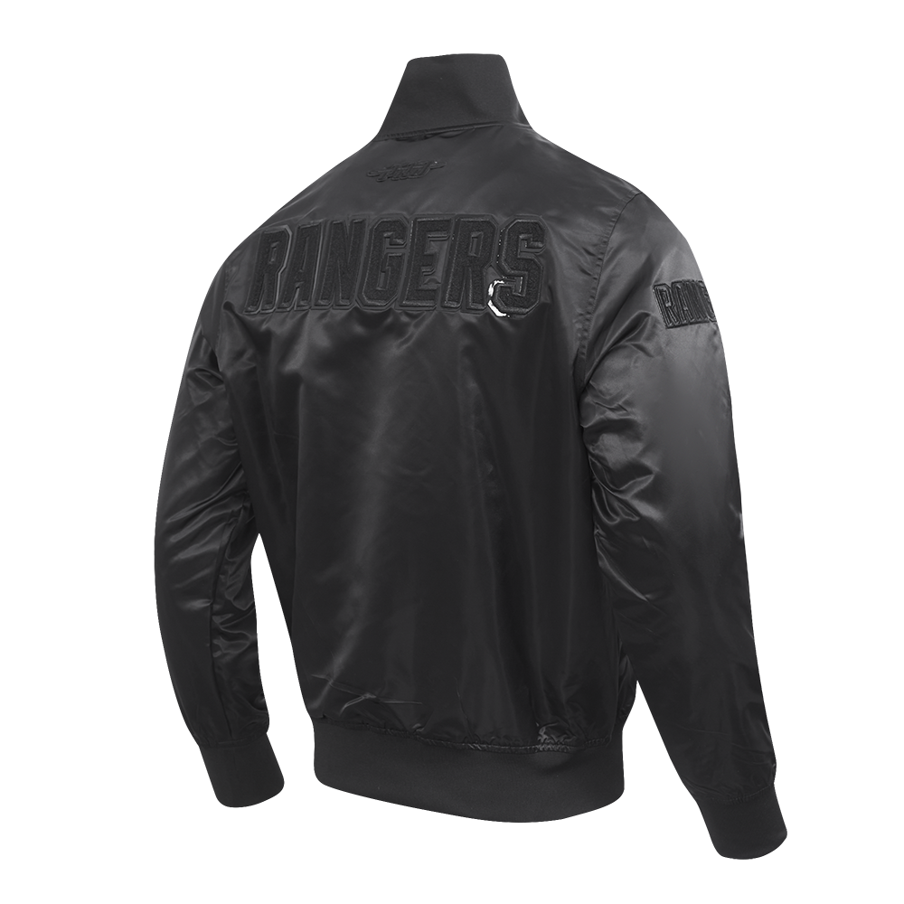 NHL NEW YORK RANGERS TRIPLE BLACK BLOUSON EN SATIN POUR HOMME (TRIPLE NOIR HOMME)