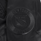 NHL NEW YORK RANGERS TRIPLE BLACK BLOUSON EN SATIN POUR HOMME (TRIPLE NOIR HOMME)