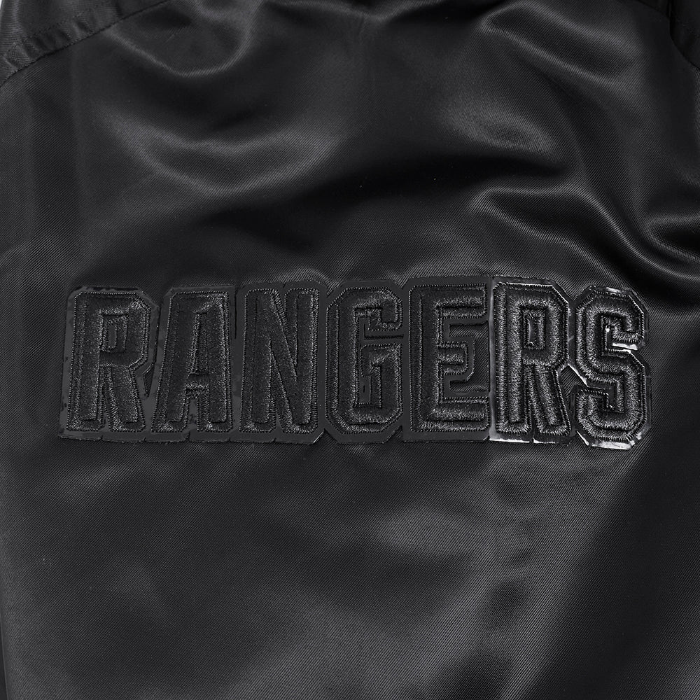 NHL NEW YORK RANGERS TRIPLE BLACK BLOUSON EN SATIN POUR HOMME (TRIPLE NOIR HOMME)
