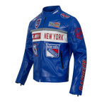 NHL NEW YORK RANGERS MEN'S MOTO JACKET (ROYAL BLUE/WHITE)